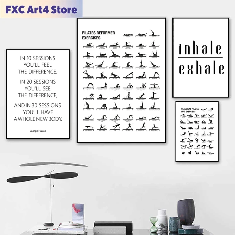Health Wellness And Fitness - Frameloze Pilates Workout Grafiek Poster Canvas